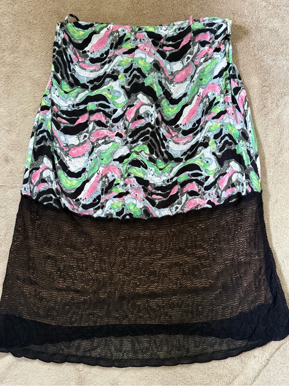 Missoni Made in Italy Abstract Print Lace Hem Midi Skirt US 6 IT 42